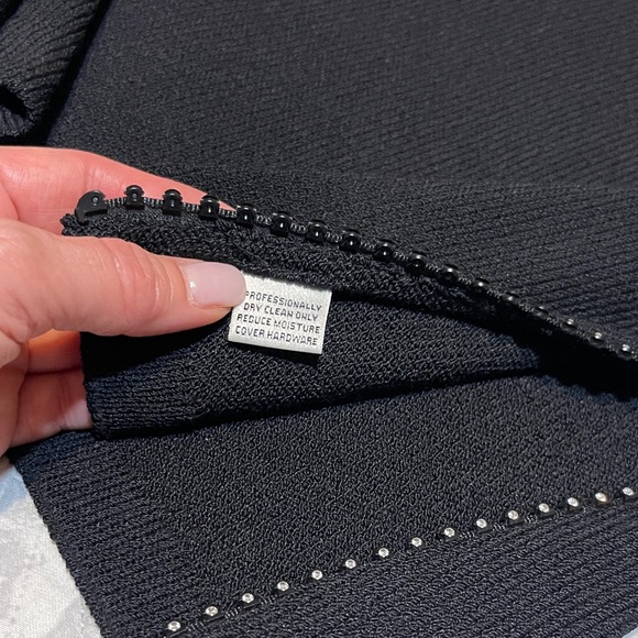 St JOHN Evening Top Black w/ Rhinestone Zippers - Picture 10 of 12